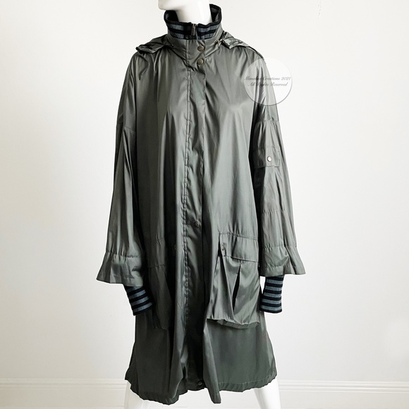 Sonia Rykiel Rain Coat Striped Wool Neck Cuffs HTF - Picture 4 of 14